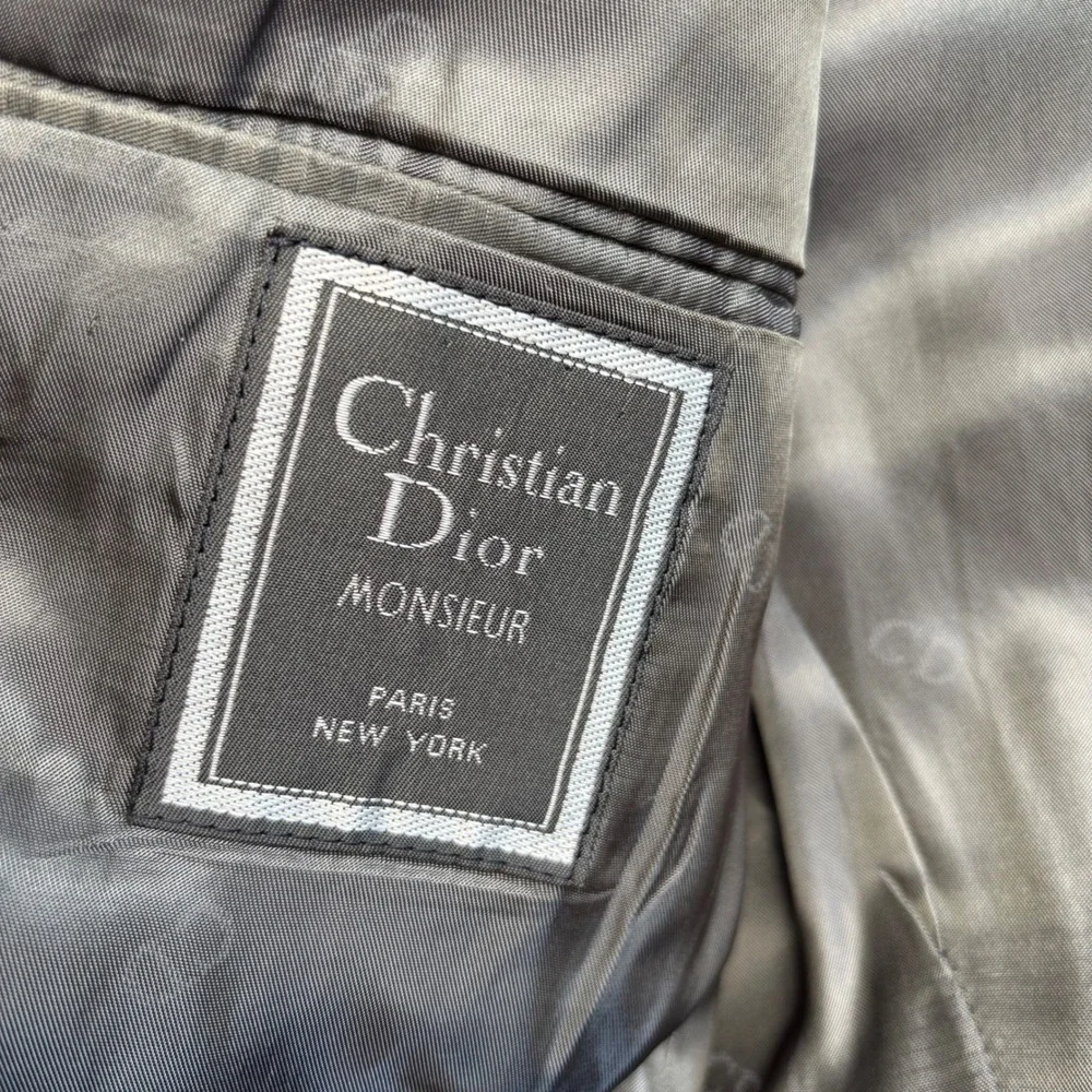 Vintage Christian Dior Monsieur Mens Grey Pinstripe Two Button Blazer Sport Coat